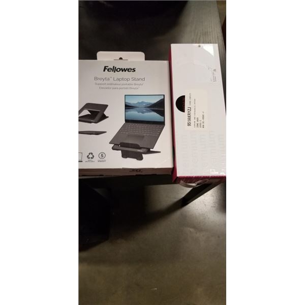 2 FELLOWES BREYTA LAPTOP STANDS AND PRINTER TONER CARTRIDGE