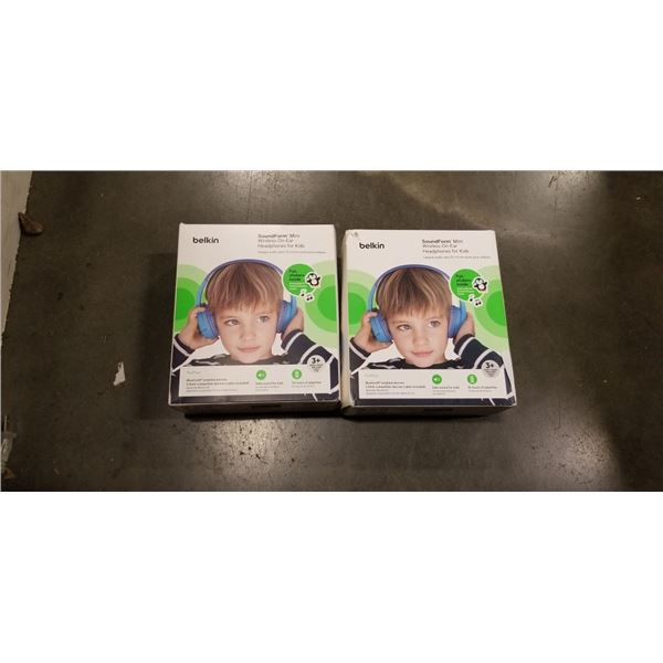 2 SETS OF BELKIN SOUNDFORM MINI WIRELESS ON EAR HEADPHONES FOR KIDS