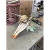 Image 2 : TOTE OF ASSORTED HOME DECOR AND LARGE FAIRY FIGURE