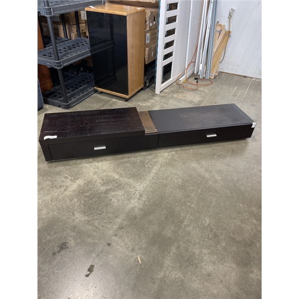 2PC BLACK MODERN LOW MEDIA CABINET