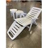 Image 2 : GRACIOUS LIVING ANTIGUA FOLDING SUN LOUNGER AND 2 PLASTIC SIDE TABLES