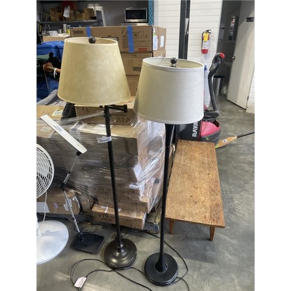 2 MODERN FLOOR LAMPS, ONE IS A BRIDGE LAMP