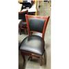 Image 2 : PUB DINING TABLE WITH CAST IRON BASE, AND 2 AS NEW LEATHER SEAT SOLID WOOD DINING CHAIRS, TABLE IS 3