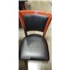 Image 3 : PUB DINING TABLE WITH CAST IRON BASE, AND 2 AS NEW LEATHER SEAT SOLID WOOD DINING CHAIRS, TABLE IS 3