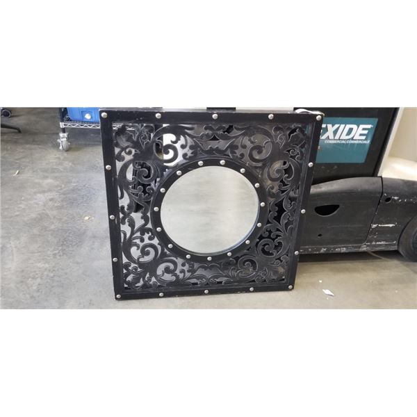 HEAVY WOODEN CARVED WALL MIROR, 32 X 32