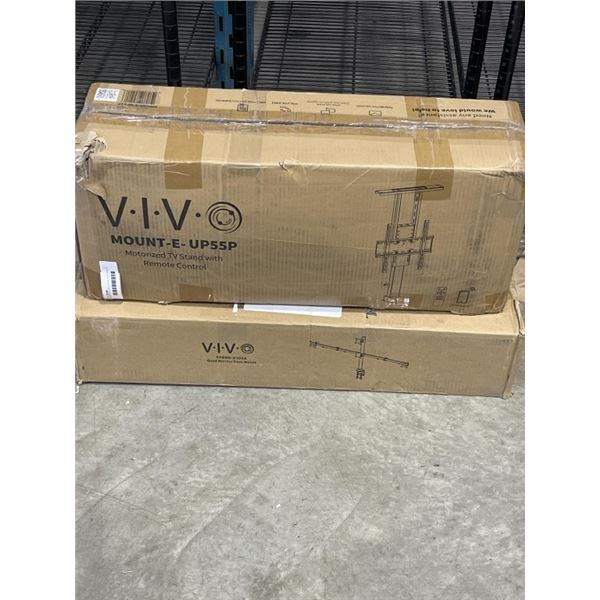 VIVO MOTORIZED TV STAND WITH REMOTE CONTROL AND VIVO  QUAD MONITOR DESK MOUNT