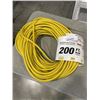 Image 1 : AS NEW HEAVY DUTY 200FT INDOOR OUTDOOR 3 WIRE GROUNDED ELECTRICAL CORD, YELLOW 12AWG