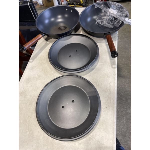 TWO OHNUS FRY PANS WITH LIDS MSRP $200