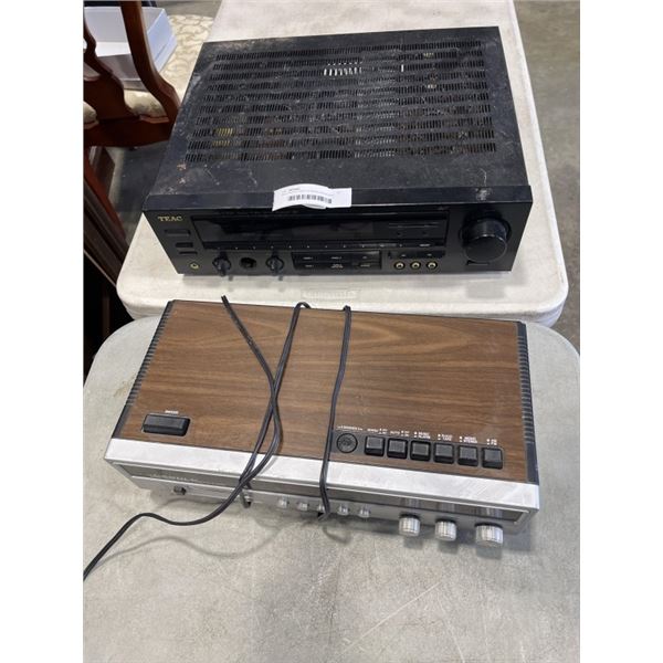 TEAC AUDIO VIDEO STEREO RECEIVER MODEL AG-V1020 AND CANDLE CLOCK RADIO STEREO CASSETTE PLAYER