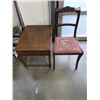 Image 1 : VINTAGE ENDTABLE AND VINTAGE NEEDLEPOINT CHAIR