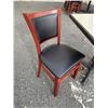 Image 3 : PUB DINING TABLE WITH CAST IRON BASE, AND 2 AS NEW LEATHER SEAT SOLID WOOD DINING CHAIRS, TABLE IS 3