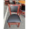 Image 6 : PUB DINING TABLE WITH CAST IRON BASE, AND 2 AS NEW LEATHER SEAT SOLID WOOD DINING CHAIRS, TABLE IS 3