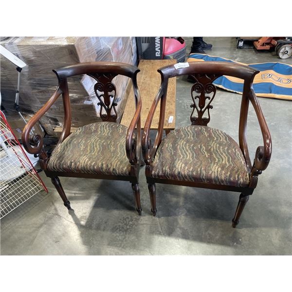 PAIR OF ANTIQUE MAHOGANY EMPIRE STYLE ARMCHAIRS