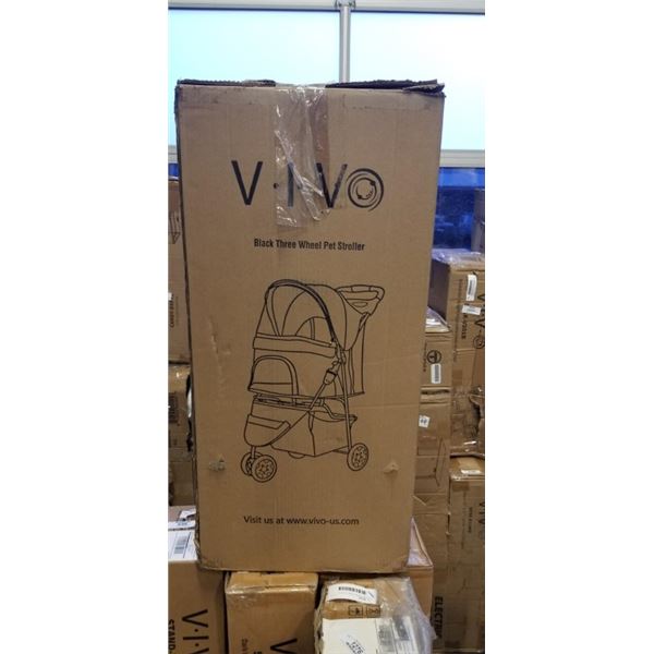 VIVO BLACK THREE WHEEL PET STROLLER