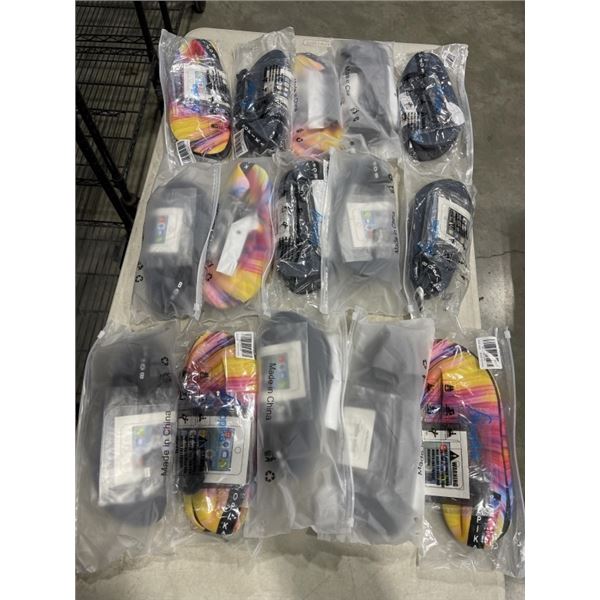 LOT OF VARIOUS WATER SHOES AND WET BAGS