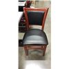 Image 2 : PUB DINING TABLE WITH CAST IRON BASE, AND 2 AS NEW LEATHER SEAT SOLID WOOD DINING CHAIRS, TABLE IS 3