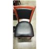 Image 3 : PUB DINING TABLE WITH CAST IRON BASE, AND 2 AS NEW LEATHER SEAT SOLID WOOD DINING CHAIRS, TABLE IS 3