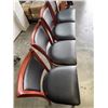 Image 4 : PUB DINING TABLE WITH CAST IRON BASE, AND 4 AS NEW LEATHER SEAT SOLID WOOD DINING CHAIRS, TABLE IS 4