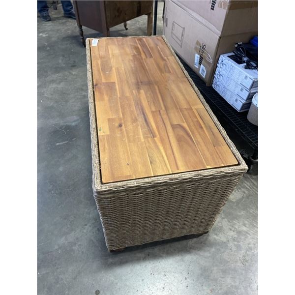 MODERN RATTAN STORAGE BENCH