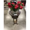 Image 1 : VINTAGE PLANTSTAND WITH VASE AND ARTIFICIAL BOUQUET