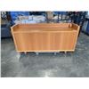 Image 1 : 71 INCH SERVING CABINT WITH 3 SOFT CLOSE DOORS, AND GALLERY, ONE FOOT NEEDS TO BE REATTACHED, NOT BR