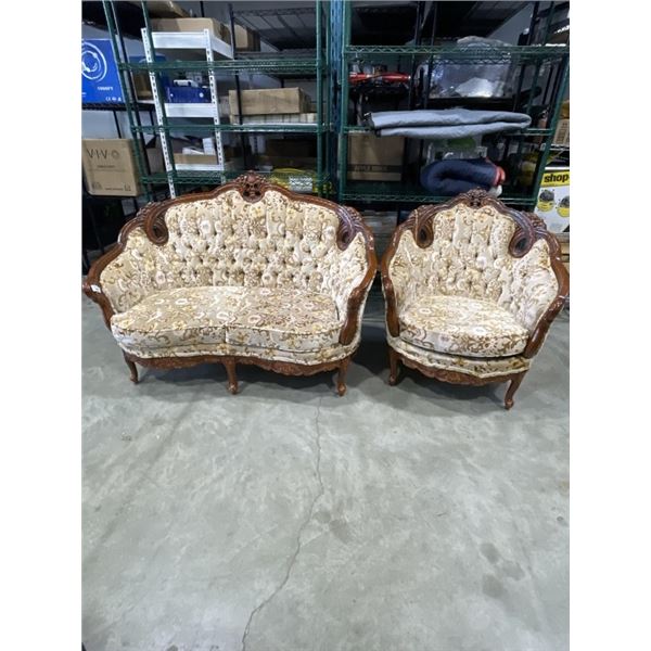 ORANTE HIGHLY CARVED LOVESEAT AND CHAIR