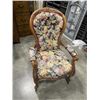 Image 1 : ANTIQUE BALLOON BACK UPHOLSTERED ARMCHAIR