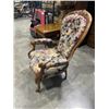 Image 2 : ANTIQUE BALLOON BACK UPHOLSTERED ARMCHAIR