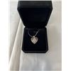 Image 1 : NEW 18K GOLD PLATED 24.0MM SIMULATED DIAMOND (CZ) HEART NECKLACE, CHAIN 19"