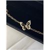 Image 2 : NEW 18K GOLD PLATED 21.0MM SIMULATED DIAMOND (CZ) BUTTERLFLY BRACELET, ADJUSTABLE 6.5-7.5" LONG