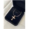 Image 2 : NEW 18K GOLD PLATED 0.5CT HEART CROSS NECKLACE, CHAIN 19" LONG