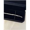 Image 2 : NEW PLATINUM PLATED 2.5MM PRINCESS CUT SIMULATED DIAMOND (CZ) TENNIS BRACELET, ADJUSTABLE 7"-8" LONG