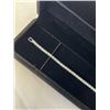 Image 3 : NEW PLATINUM PLATED 2.5MM PRINCESS CUT SIMULATED DIAMOND (CZ) TENNIS BRACELET, ADJUSTABLE 7"-8" LONG