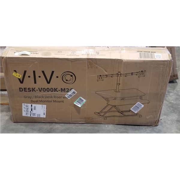 VIVO GRAY /BLACK DESK RISER WITH DUAL MONITOR MOUNTS