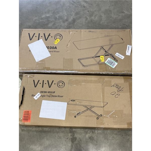 VIVO BLACK SINGLE TOP DESK RISER AND VIVO KEYBOARD TRAY DESK RISER