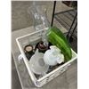 Image 2 : ASSORTED COLLECTIBLE GLASS AND PORCELAIN DECOR, MILK GLASS VASE ETC