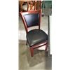Image 3 : PUB DINING TABLE WITH CAST IRON BASE, AND 4 AS NEW LEATHER SEAT SOLID WOOD DINING CHAIRS, TABLE IS 4