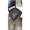 Image 4 : PUB DINING TABLE WITH CAST IRON BASE, AND 4 AS NEW LEATHER SEAT SOLID WOOD DINING CHAIRS, TABLE IS 4