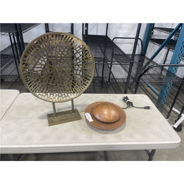 HAMMERED COPPER TABLE TOP FOUNTAIN AND BRASS DECOR