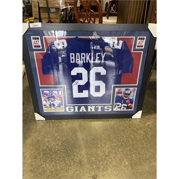 FRAMED AND SIGNED NY GIANTS BARKLEY JERSEY