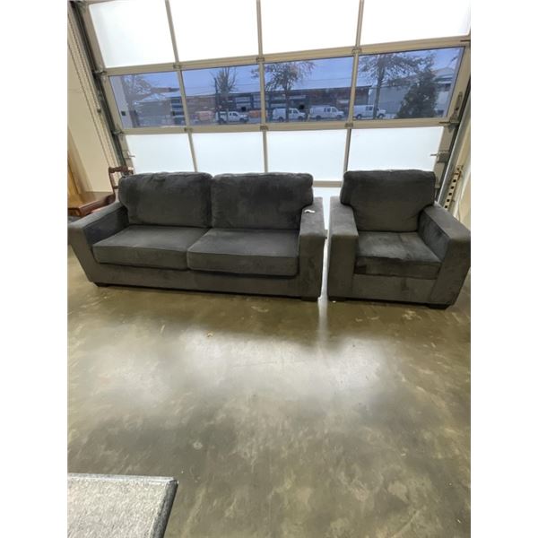 MODERN DARK GREY CHAIR AND LOVESEAT CLEAN