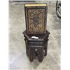 Image 1 : ANTIQUE CARVED OCTAGONAL SIDE TABLE AND HARD BOOK BOX