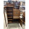Image 2 : ANTIQUE OAK GLASS DOOR DROP DOWN CABINET, ORIGINAL GLASS AND HARDWARE