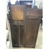 Image 7 : ANTIQUE OAK GLASS DOOR DROP DOWN CABINET, ORIGINAL GLASS AND HARDWARE