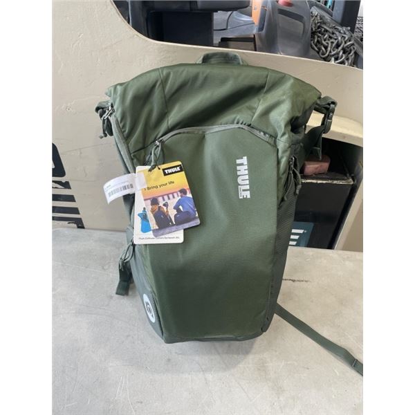 AS NEW THULE ENROUTE CAMERA BACKPACK 25L, LIGHTLY USED WITH TAGS ATTACHED, DARK FOREST