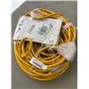 Image 1 : AS NEW INDOOR/OUTDOOR 3 WIRED GROUNED 75FT  12AWG 15 AMP 125V 3 POWER OUTLET  YELLOW