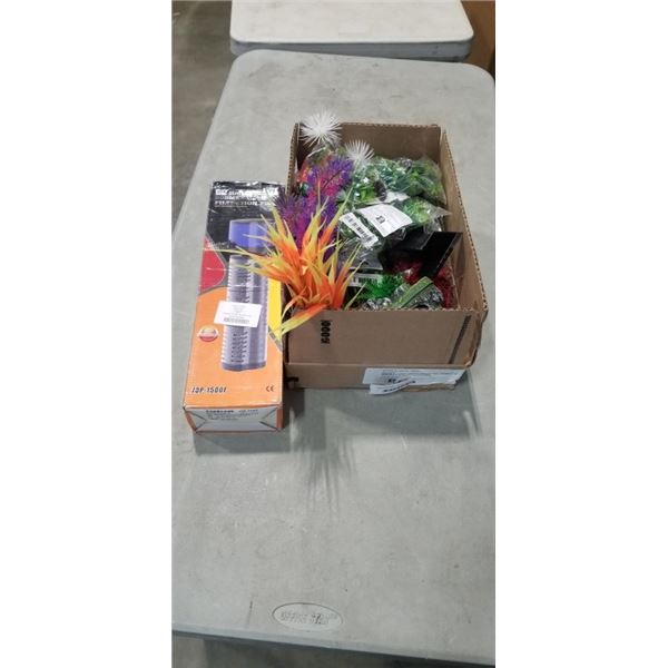 ASSORTED NEW AQUARIUM ACCESSORIES AND DECOR AND FILKTER PUMP