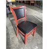 Image 4 : PUB DINING TABLE WITH CAST IRON BASE, AND 4 AS NEW LEATHER SEAT SOLID WOOD DINING CHAIRS, TABLE IS 4