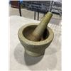 Image 4 : LARGE MORTAR AND PEDESTAL AND VINTAGE ROSE COLOR  ETCHED VASE