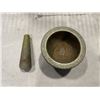 Image 5 : LARGE MORTAR AND PEDESTAL AND VINTAGE ROSE COLOR  ETCHED VASE